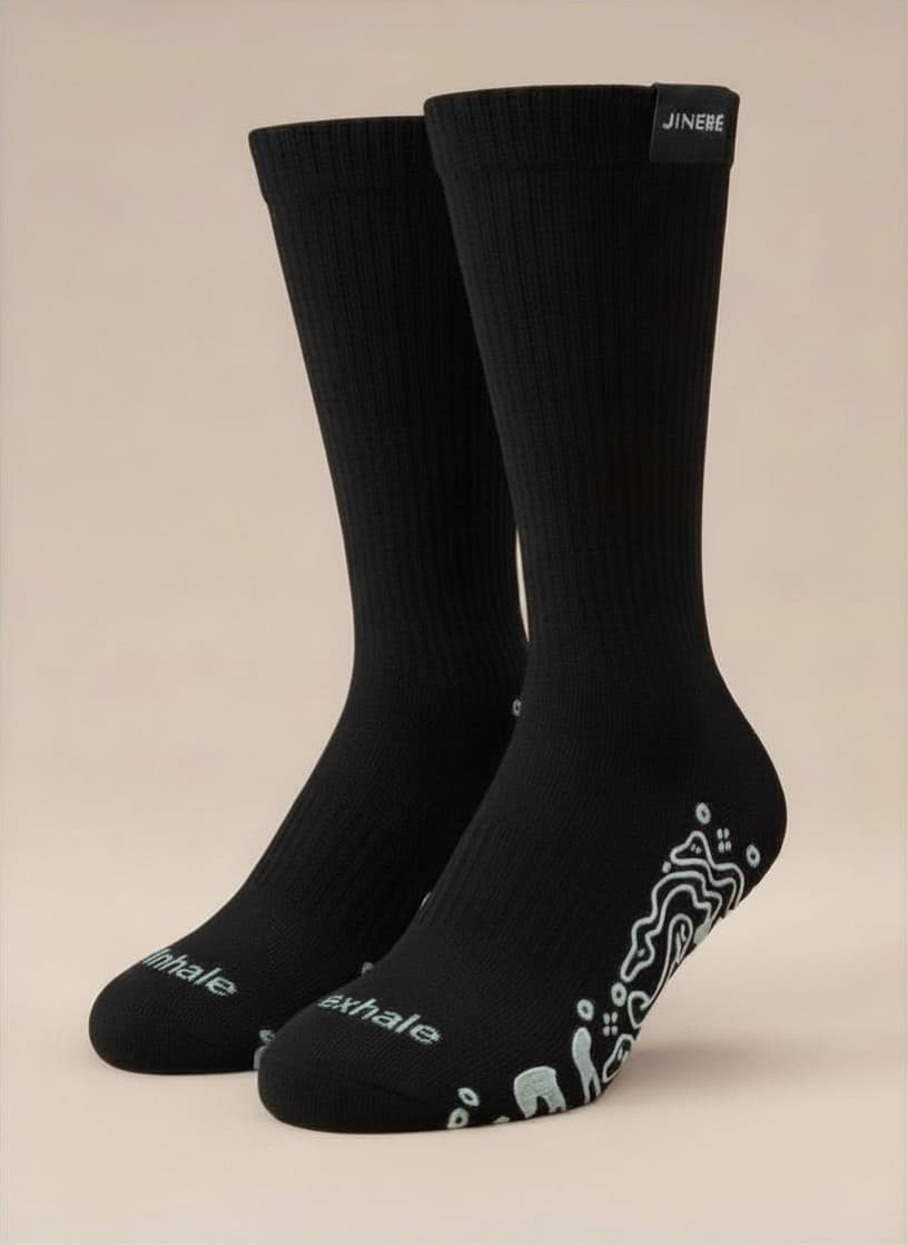 Inhale Exhale Crew Sock — Black