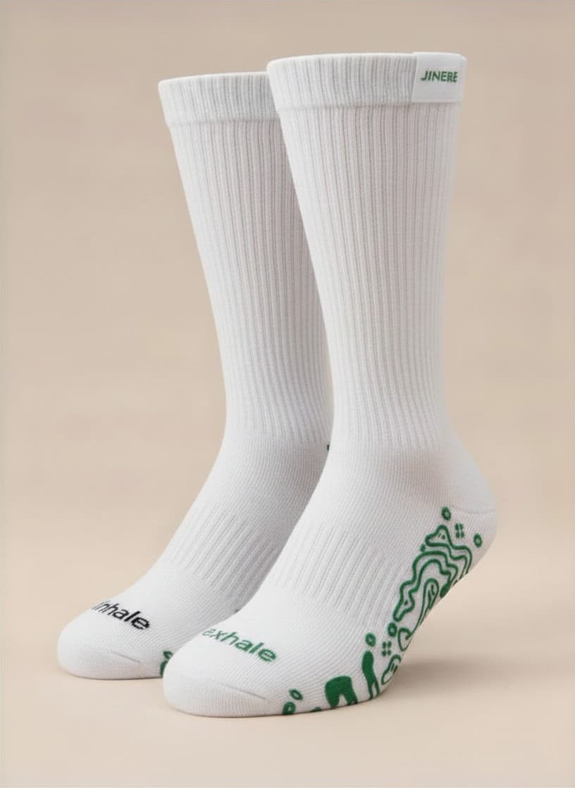 Inhale Exhale Crew Sock — White