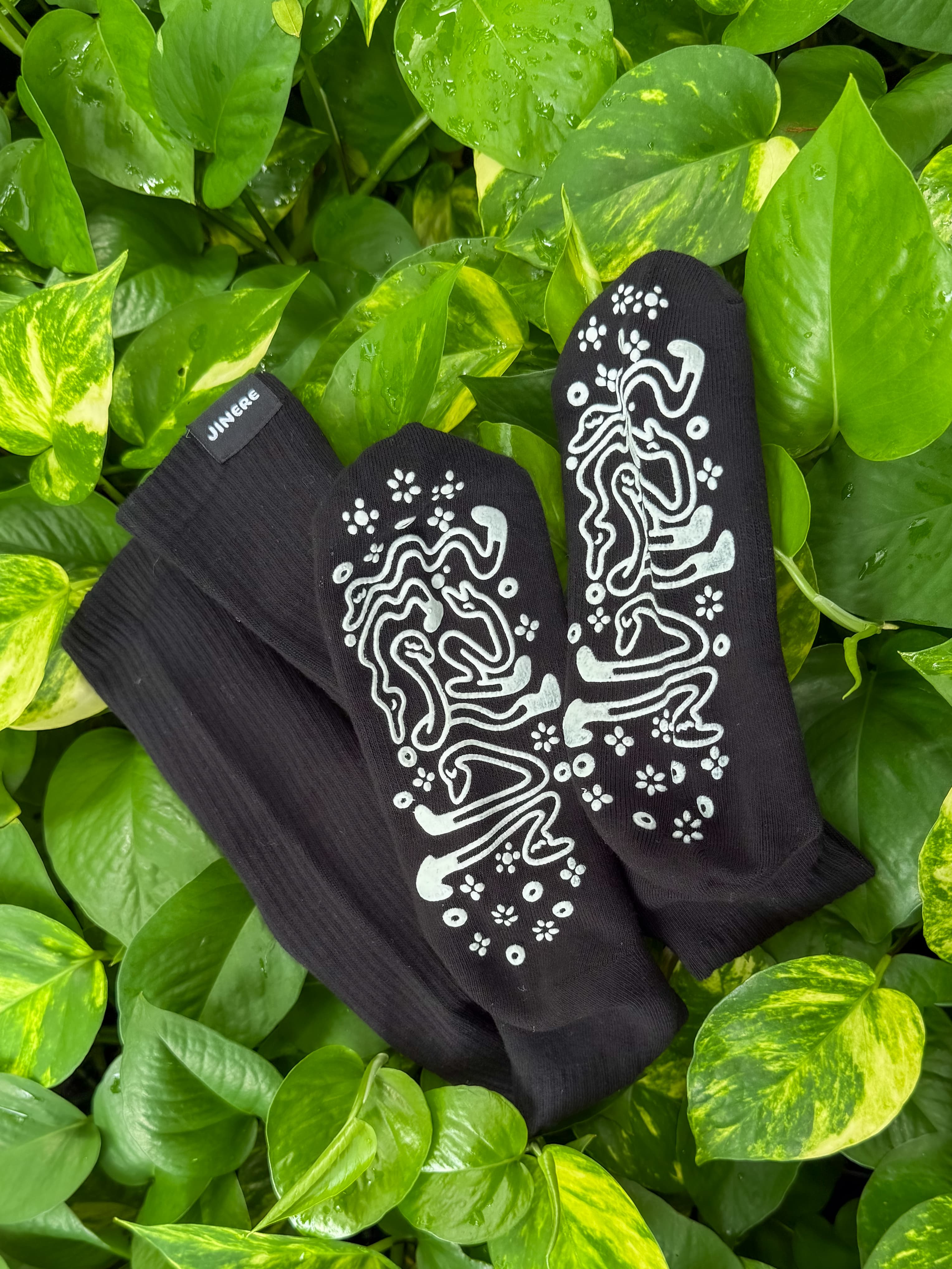 Inhale Exhale Knee-High Sock — Black